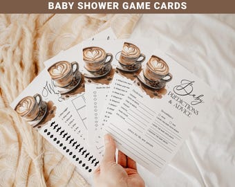 Coffee Baby Shower Games Bundle, Editable A Baby is Brewing Game Card Templates, Printable Coffee Bean Baby Shower Activities LB14