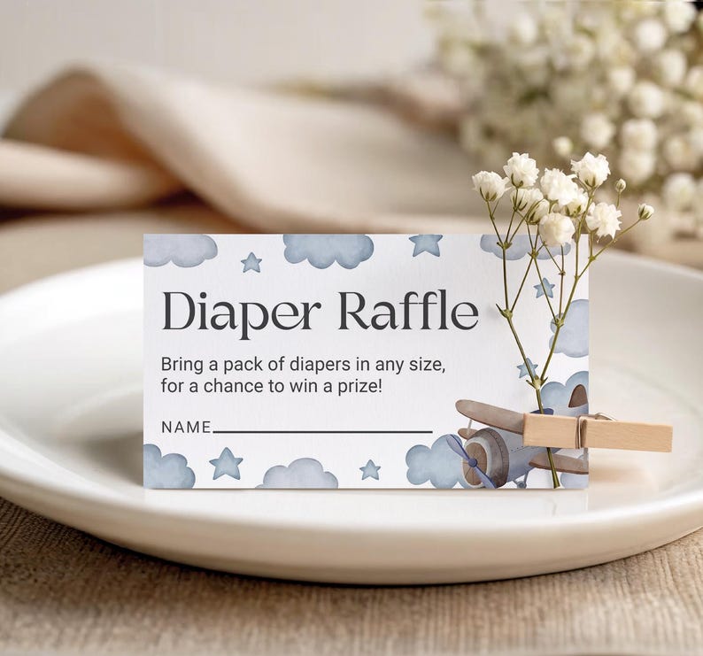 Editable Airplane Baby Shower Cards, Books for Baby and Diaper Raffle ...