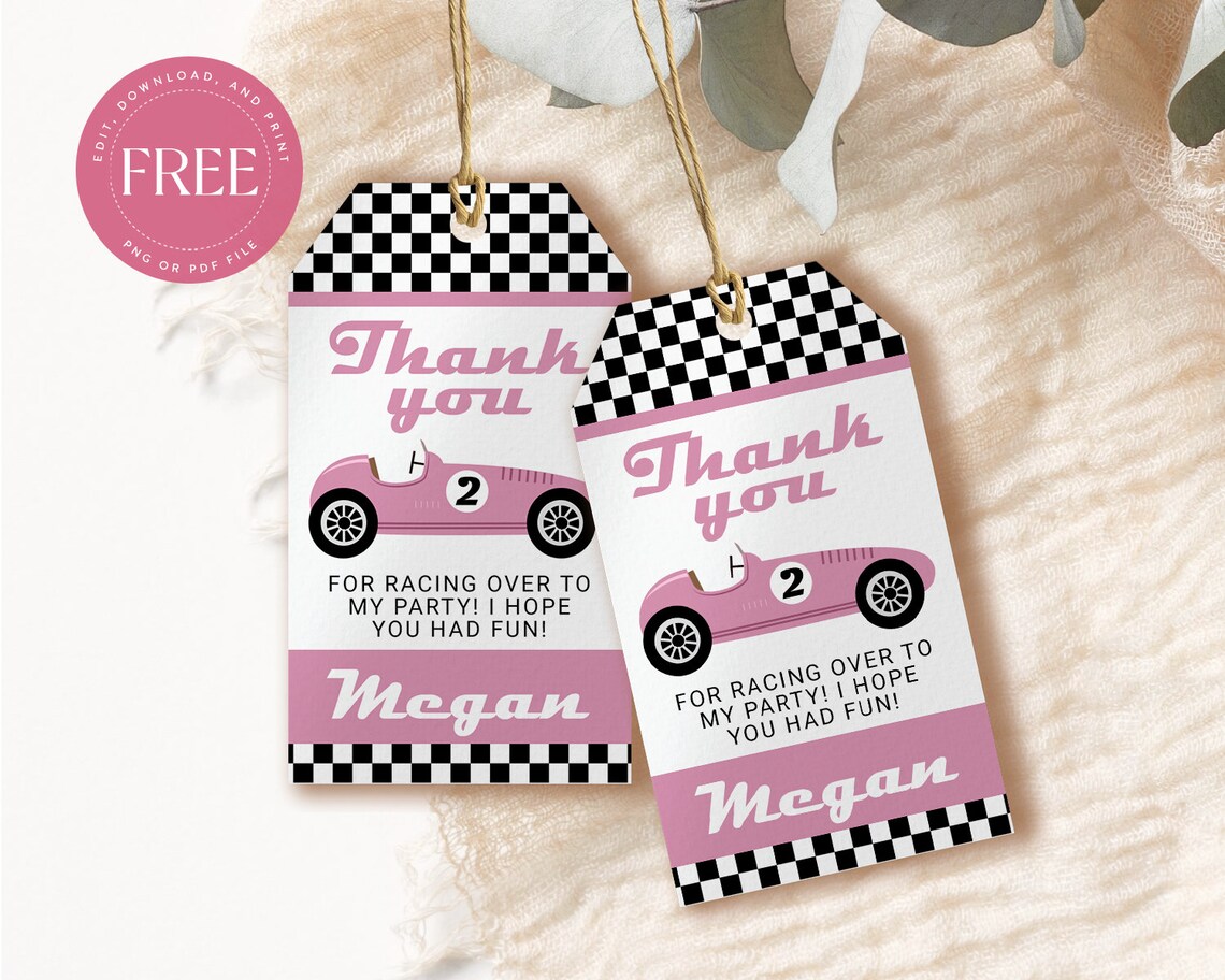 Two Fast Girl Birthday Invitation EDITABLE Pink Race Car - Etsy