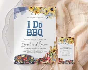 I Do BBQ Invitation EDITABLE, Bbq Couple Shower Invitation Printable, Backyard Engagement Party Invite, Sunflower Wedding Shower DS58