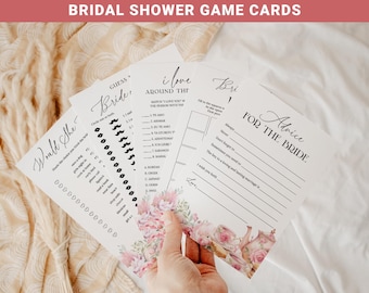 Floral Tea Party Bridal Shower Games Bundle, Afternoon Tea Shower Game Cards, Bridal High Tea Party Activities, Editable Printable AT28