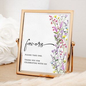 Wildflower Favors Sign, Boho Floral Baby Shower Sign, Minimalist Bridal Shower Sign, Printable Wedding Favors Sign, INSTANT DOWNLOAD WS12