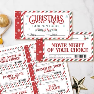 Christmas Coupon Book EDITABLE, Printable Coupon Book Template, Coupon Book for Kids, Custom Christmas Coupon, Coupon Book Gift for Him