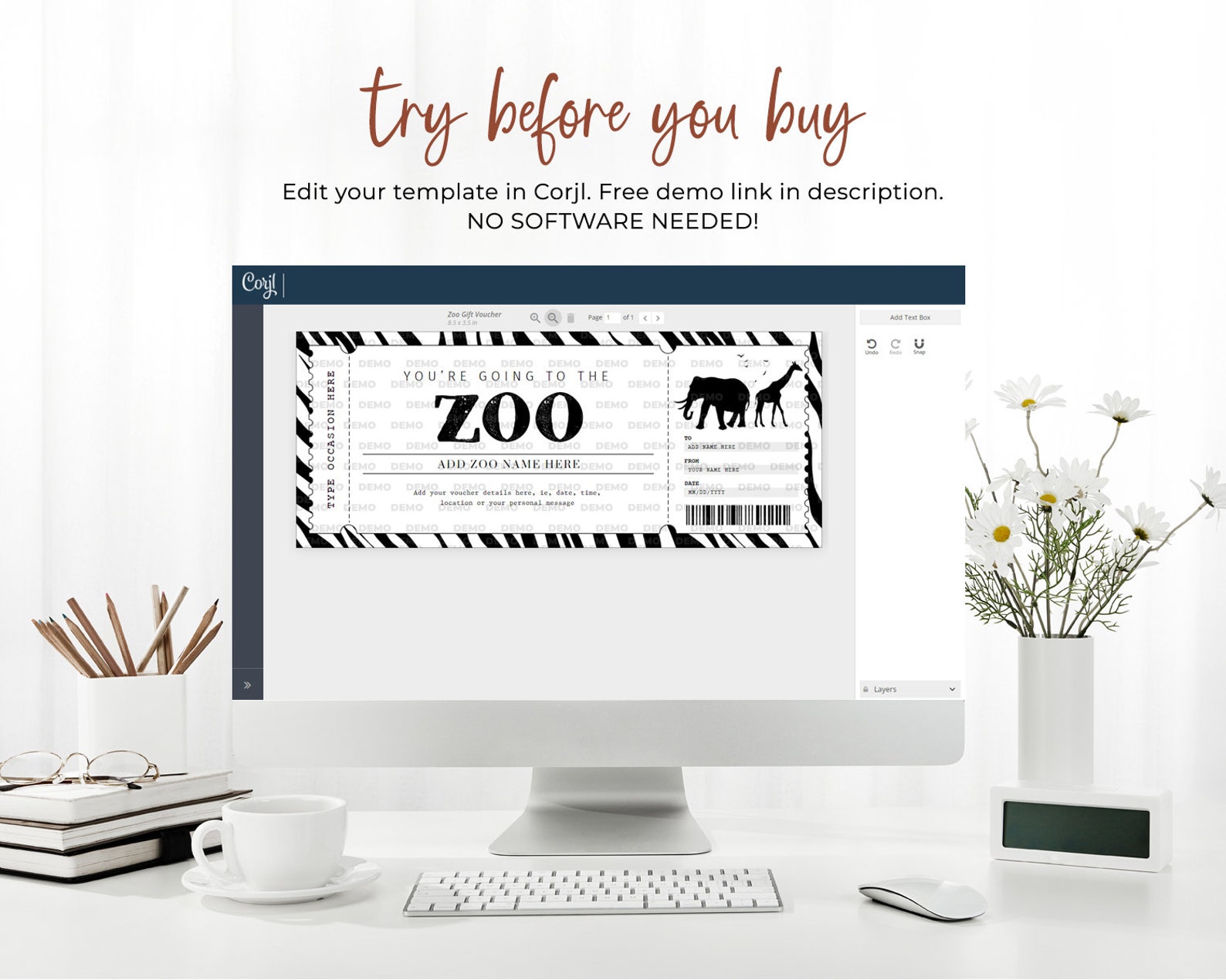 Zoo Trip Ticket Voucher EDITABLE Zoo Gift Certificate Etsy