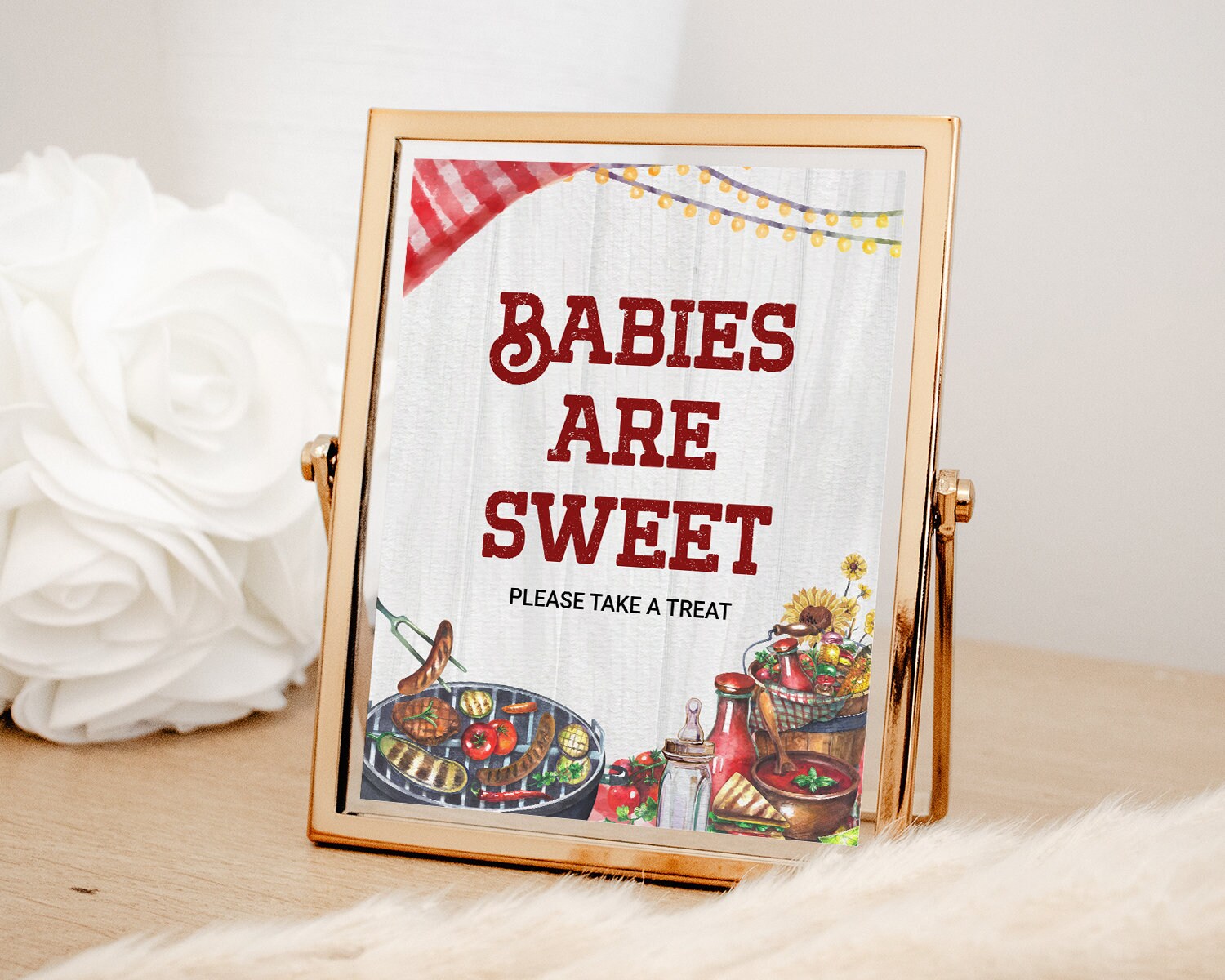 Babies are Sweet BBQ Baby Shower Sign, Backyard Baby Shower Favors Sign Printable, Coed Baby-Q Baby Shower Decor, INSTANT DOWNLOAD BBQ25