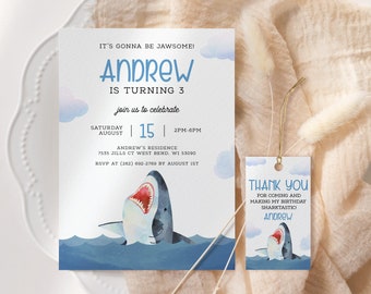 Shark Birthday Invitation EDITABLE, Shark Attack Party Invite Printable, Under The Sea Birthday, Shark Pool Party Invite, Jawsome Birthday