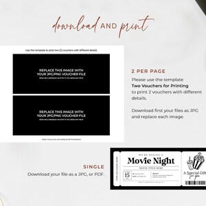 Movie Night Gift Coupon EDITABLE, Cinema Ticket Template, Movie Night Invitation, Personalized ...