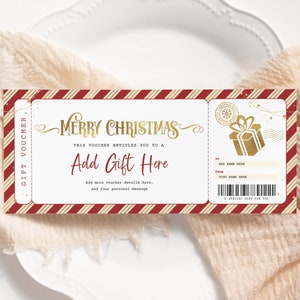 Weihnachtsmann-Gutschein EDITIERBAR, Weihnachtsnordpol-Gutschein zum Ausdrucken, Feiertagsüberraschungsticket, Weihnachtsgeschenkgutschein, Weihnachtsgeschenkkarte, Gutschein