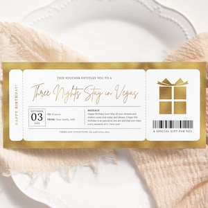 Benutzerdefinierte Gold Geschenkgutschein EDITIERBAR, Geburtstagsgeschenkzertifikat, Überraschungsjubiläumsgeschenkticketvorlage, druckbarer Geschenkgutschein für jeden Anlass