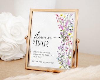 Wildflower Flower Bar Sign, Boho Floral Bridal Shower Sign, Printable Make A Bouquet Sign, Flower Bouquet Bar Sign, INSTANT DOWNLOAD WS12