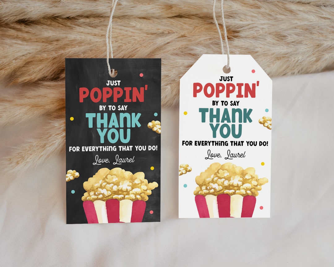Popcorn Appreciation Gift Tags EDITABLE, Teacher Appreciation Tag
