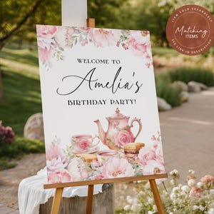 Floral Tea Party Menu Template EDITABLE, Blush Pink High Tea Menu Cards, Afternoon Tea Party, Sage Green, Baby Bridal Shower Birthday AT28 image 8