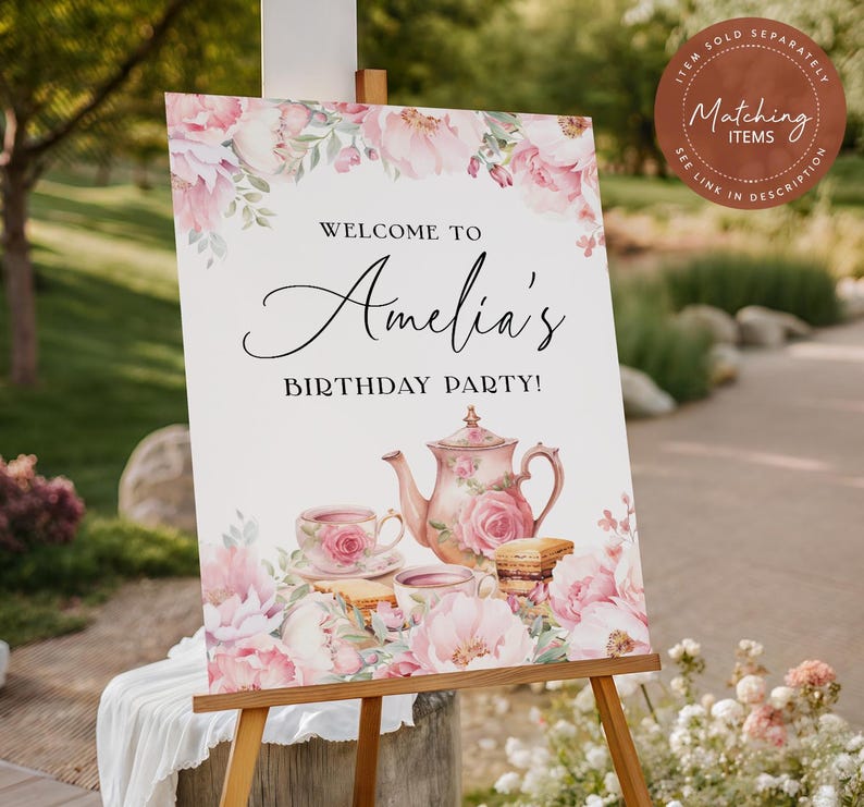 Floral Tea Party Menu Template EDITABLE, Blush Pink High Tea Menu Cards, Afternoon Tea Party, Sage Green, Baby Bridal Shower Birthday AT28 image 8