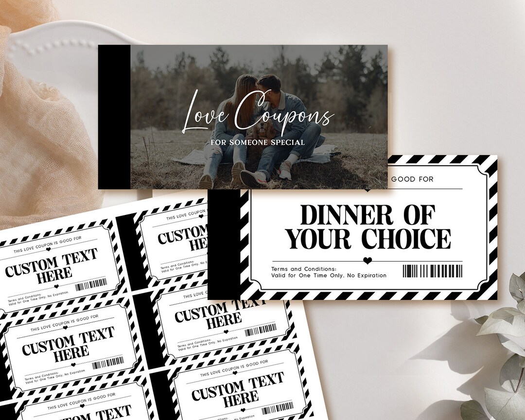 Love Coupon Book, EDITABLE Template, Printable Couple Coupon Book ...