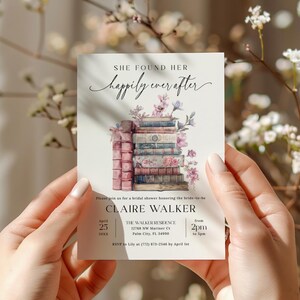 Her Next Chapter Bridal Shower Invitation, Storybook Bridal Shower Invitation, Coquette Book Theme Bridal Shower Invite, EDITABLE, Digital Download