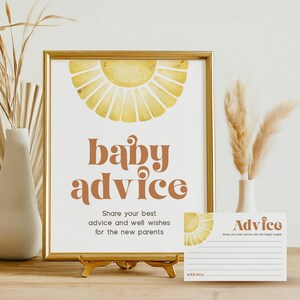 Sunshine baby shower adviesbord en kaarten, Boho Sun babyshower, klein zonnestraaltje, advies voor nieuwe ouders, INSTANT DOWNLOAD RS03