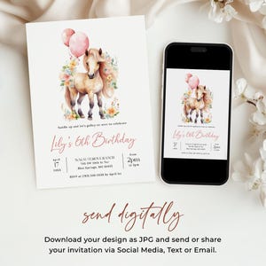 Gallop On Over Birthday Invitation EDITABLE, Floral Horse Birthday Invitation Printable, Saddle Up Birthday, Cowgirl Party Invite GL27 image 5