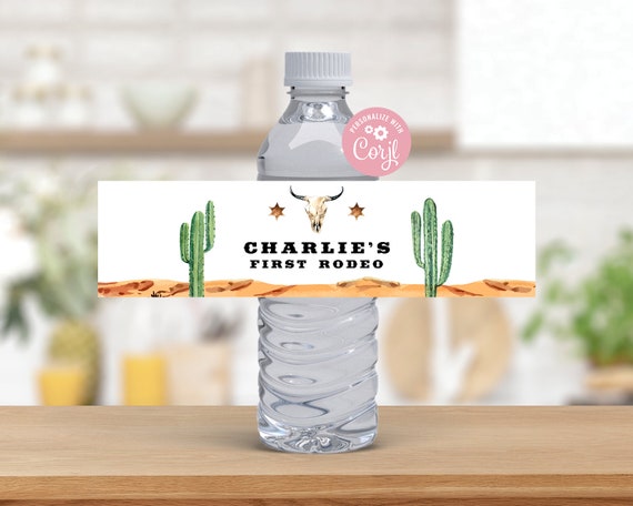 First Rodeo Water Bottle Labels Editable, Cowboy Party Decor Printable ...