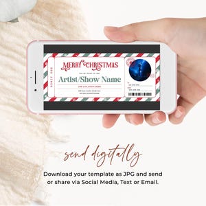 Weihnachtskonzertkarte BEARBEITBAR, Feiertagsüberraschungskarte, Konzertkartenvorlage zum Ausdrucken, Weihnachtskarten, Konzertgeschenkkarte Bild 3