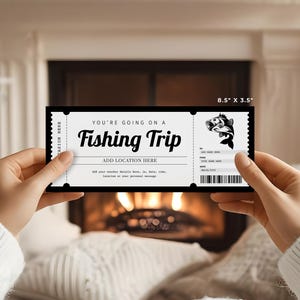 Surprise Fishing Trip Ticket Template, EDITABLE Fishing Trip Gift Voucher, Printable Fishing Coupon Certificate, Fishing Gift Card, Digital Download