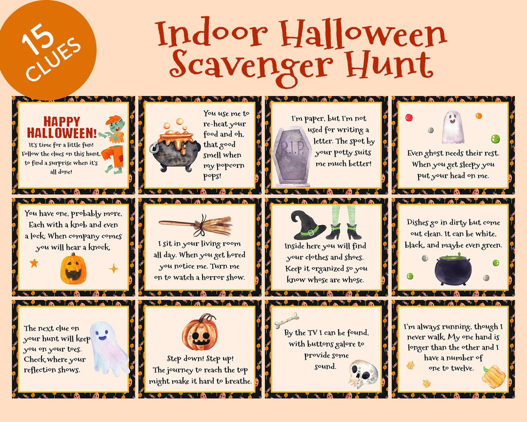 Indoor Halloween Scavenger Hunt Printable Treasure Hunt - Etsy