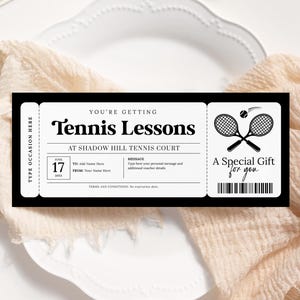 Tennisstunden-Geschenkgutschein EDITIERBAR, Tennisstundengutschein druckbar, Sportgeschenkkarte, Tennisgutschein, Tennisgeschenkkarte, jeden Anlass