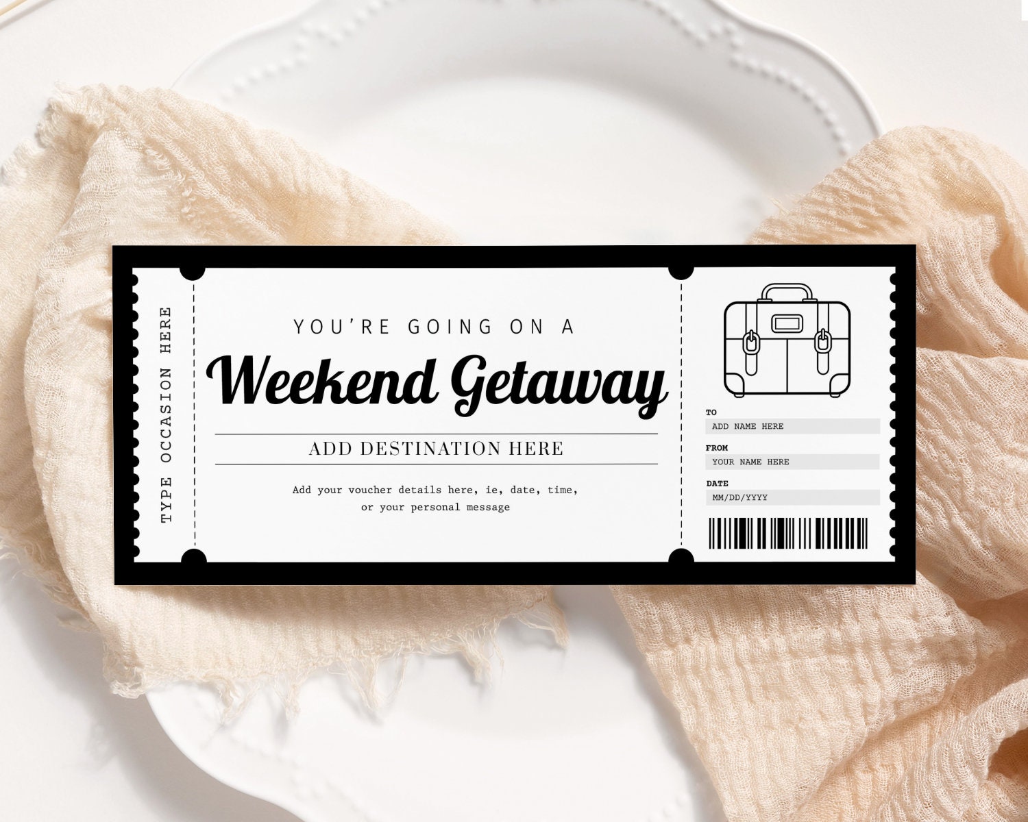 Weekendje Weg Cadeaubon Bewerkbaar Weekend Weg Ticket - Etsy België