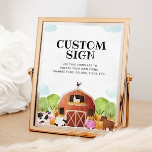 Custom Farm Birthday Sign EDITABLE, Barn Animals Party Sign Printable, Farm House Party, Ranch Kids Birthday, Barnyard Birthday Party Decor