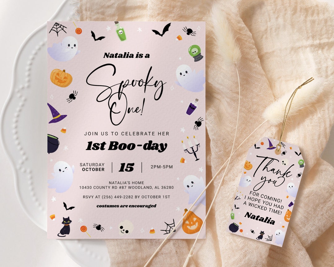 「12345」 Spooky One Halloween Birthday Invitation EDITABLE, Cute