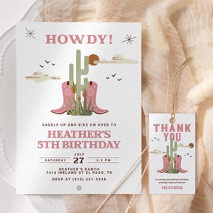 Cowgirl Birthday Invitation EDITABLE, Western Birthday Invitation Printable, Wild West Rodeo Party, Country Girl Birthday Invite CW02