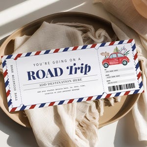 Road Trip Geschenkticket EDITIERBAR, Überraschungs-Wochenendtrip-Gutschein, druckbares Road Trip-Zertifikat, Reisegutschein für jeden Anlass