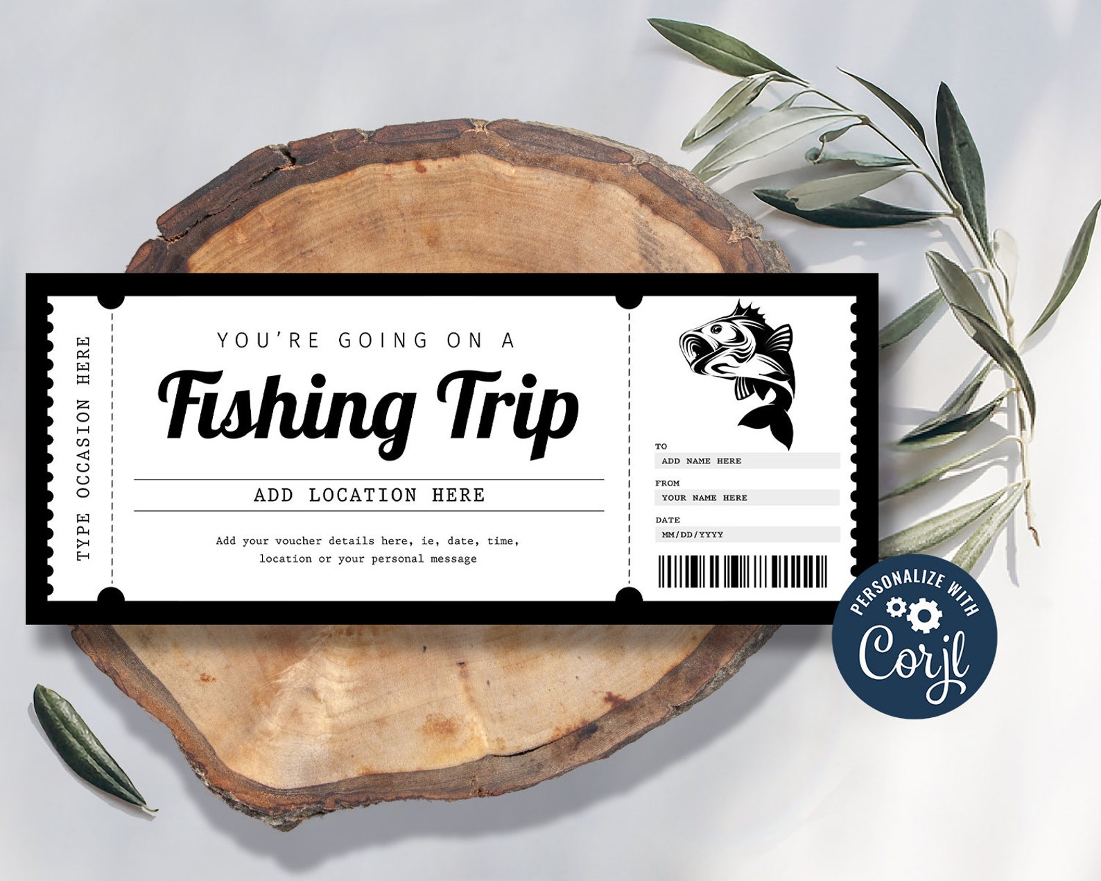 Fishing Trip Ticket Voucher EDITABLE Surprise Fishing Trip - Etsy