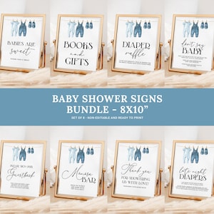 Blue Jean Baby Shower Signs Bundle, Denim Baby Shower Table Signs, Denim Baby Shower Party Decor, Printable Signs, Digital Download DB14