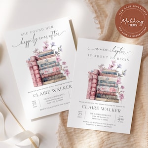 Verhalenboek douche bladwijzer sjabloon BEWERKBAAR, coquette boek thema baby shower gunst, nieuw hoofdstuk bruids douche bladwijzer, boog douche CB06 afbeelding 7