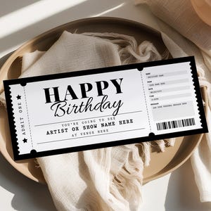 Modèle de billet de concert MODIFIABLE, chèque-cadeau concert surprise, chèque-cadeau d'anniversaire, billet d'événement, billets de concert imprimables