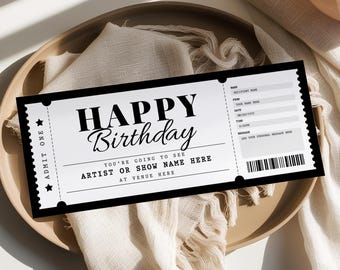 Concert Ticket Template EDITABLE, Surprise Concert Gift Certificate, Birthday Gift Voucher, Event Ticket, Printable Concert Tickets