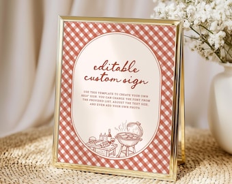 Niestandardowy znak „I Do BBQ Party”, edytowalny znak na stół prysznicowy dla par, znak na zaręczyny z grillem, kolacja próbna z grilla, dekoracja grilla ogrodowego DB38