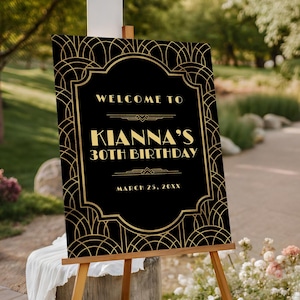 Gatsby Welcome Sign EDITABLE, Roaring 20s Party Welcome Poster, 1920s Party Welcome Sign, Art Deco Welcome Party Sign, Speakeasy Party Decor