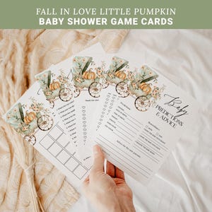 Fall In Love Baby Shower Games Bundle, Editable Little Pumpkin Baby Shower Game Card Templates, Printable Autumn Baby Shower Games FG25