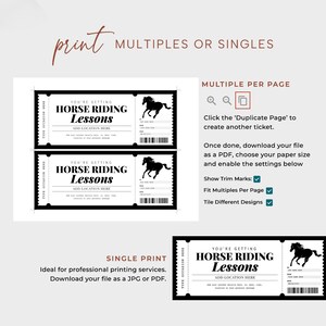 Horse Riding Lesson Certificate EDITABLE, Horseback Riding Gift Voucher, Horse Back Riding Gift Card, Trail Rides Ticket, For Any Occasion image 5