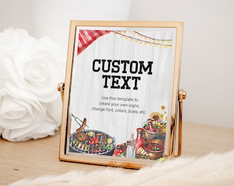 Custom BBQ Baby Shower Sign EDITABLE, Backyard Baby Shower Sign Printable, Coed Baby-Q Party Decor, Gender Reveal, Barbecue Shower BBQ25