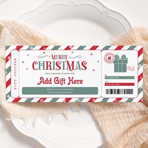 Christmas Gift Voucher EDITABLE, Printable Christmas Gift Coupon, Personalized Gift Certificate, Santa Voucher, Christmas Ticket Template