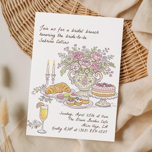 Bridal Brunch Invitation Template, Garden Floral Bridal Shower Invite, Printable Brunch and Bubbly Bridal Shower Invitation, Spring Brunch