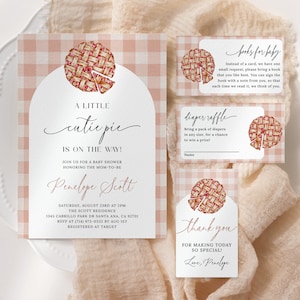 Cutie Pie Baby Shower Invitation Set EDITABLE, Sweetie Pie Baby Shower Invitation Bundle, Fall Baby Shower, Pie Themed Baby Shower CP09
