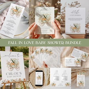 Fall In Love Baby Shower Bundle EDITABLE, Fall Pumpkin Baby Shower Invitation, Autumn Baby Shower Games, Little Pumpkin Shower Signs FG25