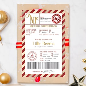 Elf Mail Shipping Labels EDITABLE, North Pole Delivery Sticker Label, Santa Christmas Gift Label, Santa Postage, Elf Delivery Label CG25