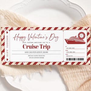 Cruise Valentines Ticket EDITIERBAR, Kreuzfahrt-Bordkarte, Cruise Reveal, Überraschungsreise-Gutschein, Reisegeschenkgutschein Printable CT22
