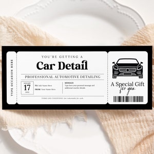 Car Detailing Gift Certificate EDITABLE, Auto Detailing Certificate ...