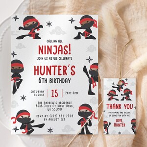 Ninja Birthday Invitation EDITABLE, Printable Martial Arts Birthday Invitation, Karate Birthday Party, Warrior Birthday Party Invite