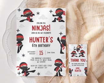 Ninja Birthday Invitation EDITABLE, Printable Martial Arts Birthday Invitation, Karate Birthday Party, Warrior Birthday Party Invite